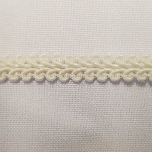 Ruban fantaisie tressé blanc 100% coton 8 mm