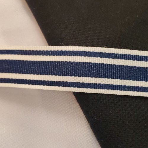 Ruban gros grain à rayures bleu & blanc 20 mm