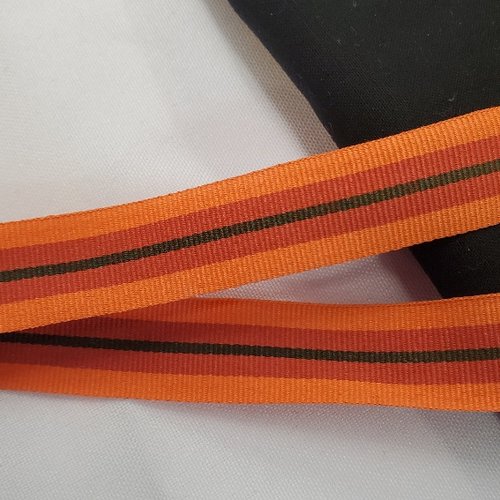 Ruban gros grain orange à rayures automnales 25 mm