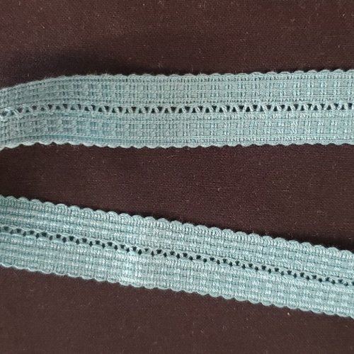 Ruban fantaisie tressé turquoise irisé 15 mm