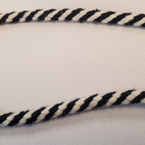 Cordon tressé noir & blanc  3 mm