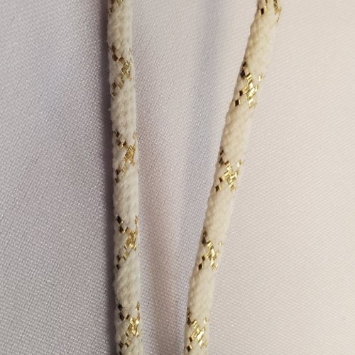 Cordon plat tressé blanc & or - 5 mm