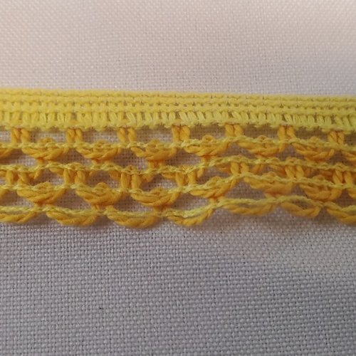 Ruban fantaisie crocheté jaune 25 mm