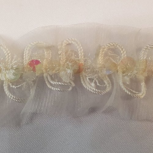 Ruban froncé élastique à paillettes blanc 40 mm