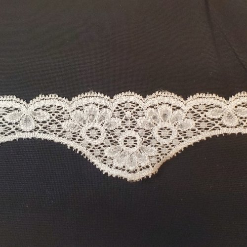Dentelle de calais élastique blanche - 50 mm - made in france