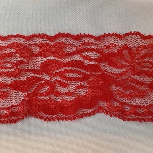 Dentelle de calais élastique rouge - 50 mm - made in france