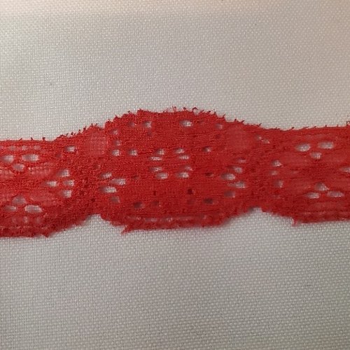 Dentelle de calais élastique rouge - 30 mm - made in france