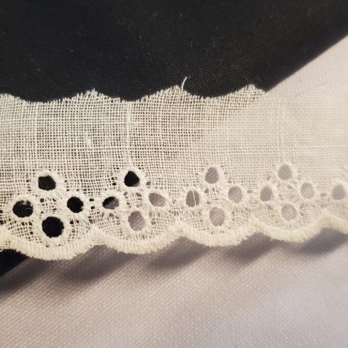 Broderie anglaise en coton blanc 25 mm