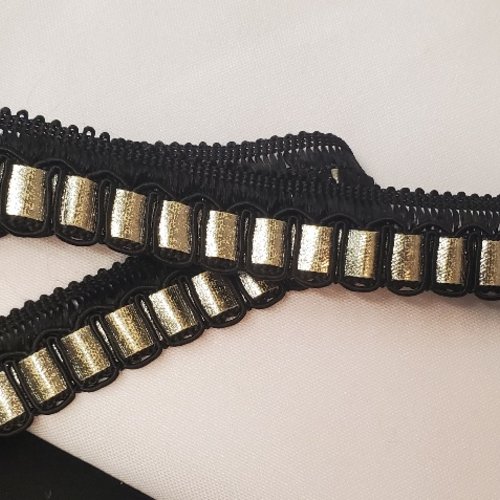 Galon fantaisie noir et argent 20 mm