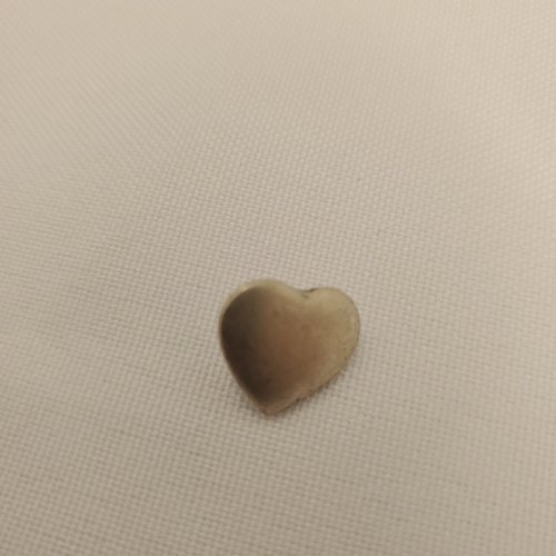 Bouton métal argent mat forme cœur 15 mm