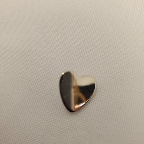 Bouton métal argent brillant forme cœur 12 mm