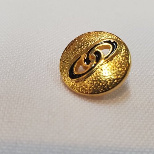 Bouton bijou de luxe doré & émail noir  15 mm