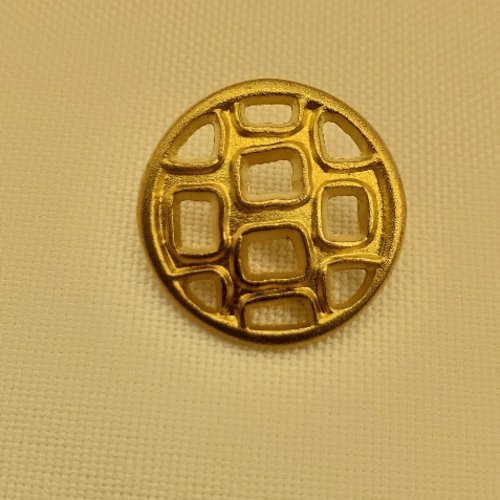 Bouton rond métal doré ajouré géométrique  20 mm