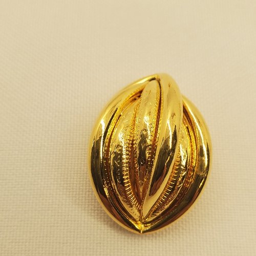 Grand bouton bijou métal doré ellipse sculptée 28 mm