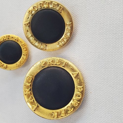 Bouton acrylique noir & anthracite effet éventail – 18 / 23 / 27 mm