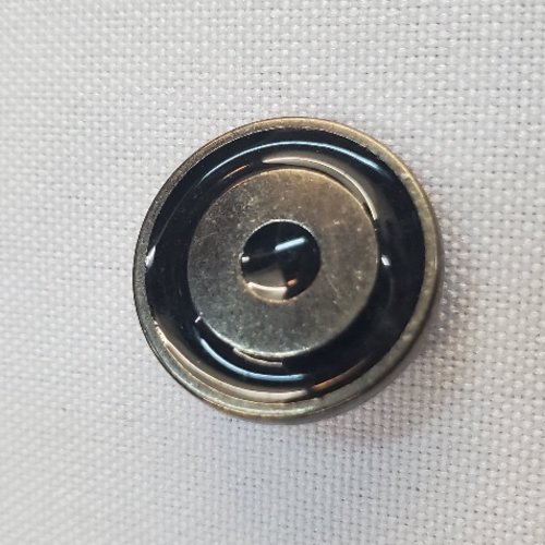 Bouton métal bijou double cercle noir & argent – 15 / 19 / 22 mm