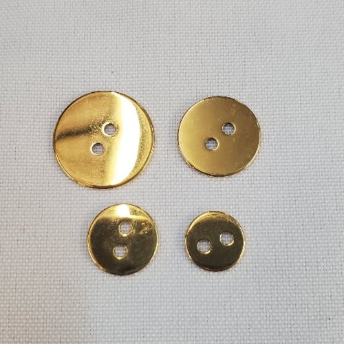 Bouton métal doré brillant à 2 trous – 10 / 12 / 15 / 18 mm