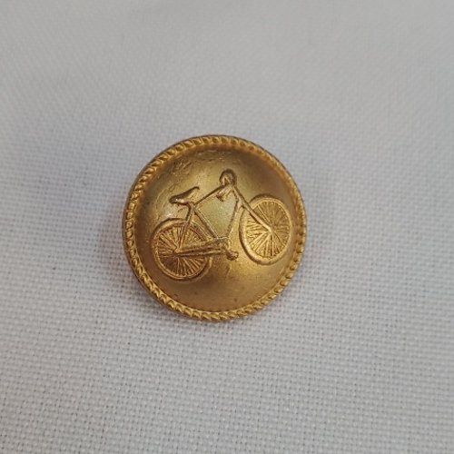 Bouton métal doré mat motif vélo  20 mm