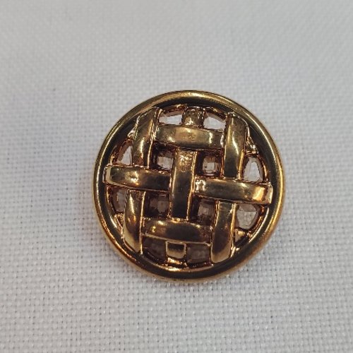 Bouton bijou acrylique cuivré motif tressé  20 mm
