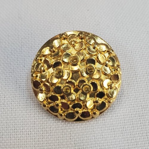 Bouton métal doré brillant motif bouquet de fleurs 22 mm