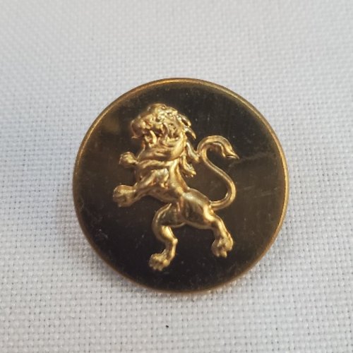 Bouton métal doré lion héraldique  20 mm
