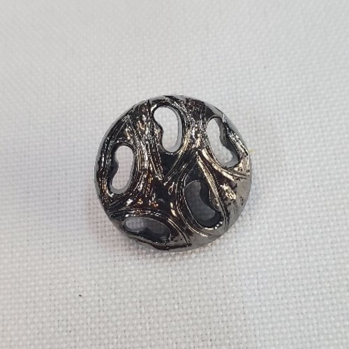 Bouton bijou acrylique gris anthracite ajouré  18 mm