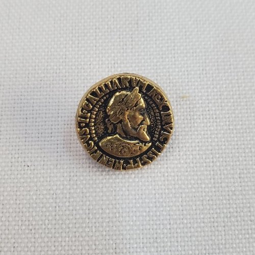 Bouton métal doré antique blason royal – 14 mm
