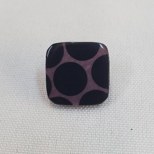 Bouton carré acrylique à queue noir & parme 17 mm / 24 mm