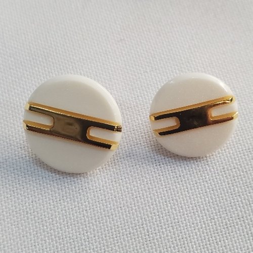 Bouton acrylique à queue blanc chic & or 15 mm / 18 mm