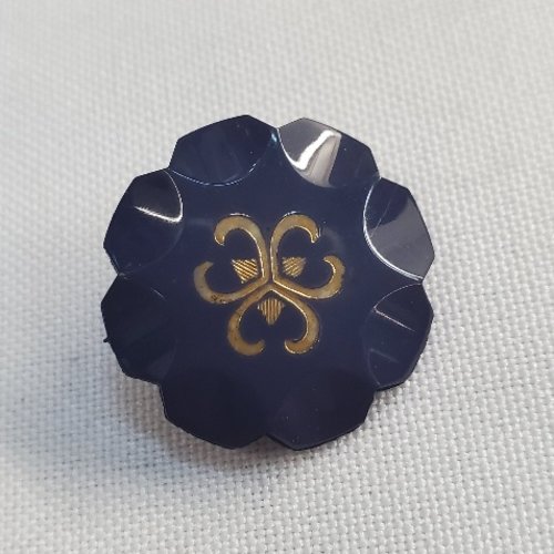 Bouton acrylique à queue bleu marine arabesque & or - 13 mm / 23 mm