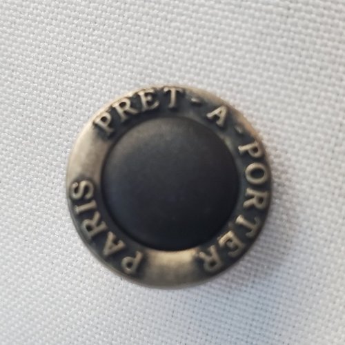 Bouton "paris prêt-à-porter" - acrylique & métal vieilli - 18 mm