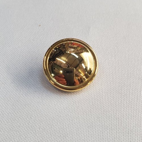Bouton acrylique & métal dôme miroir - doré brillant - 23 mm