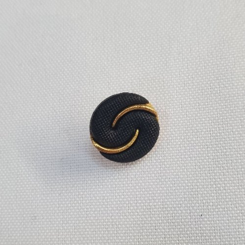 Bouton acrylique & métal léger arabesque - noir et doré - 15 mm / 23 mm