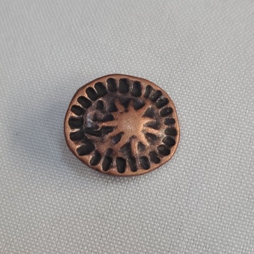 Bouton métal cuivré "soleil rustique" - 22 mm