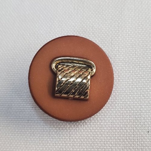 Bouton bijou "lien d'or" - camel et doré - 23 mm