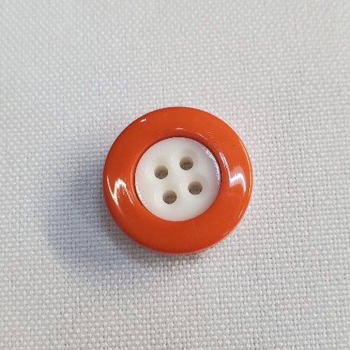 Bouton "bicolore vitaminé" - orange & blanc - 18 mm