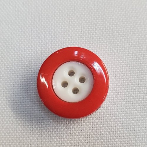 Bouton "duo éclat" - rouge & blanc - 18 mm
