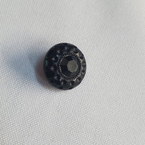 Bouton bijou "diamant de jais" - noir intense - 18 mm