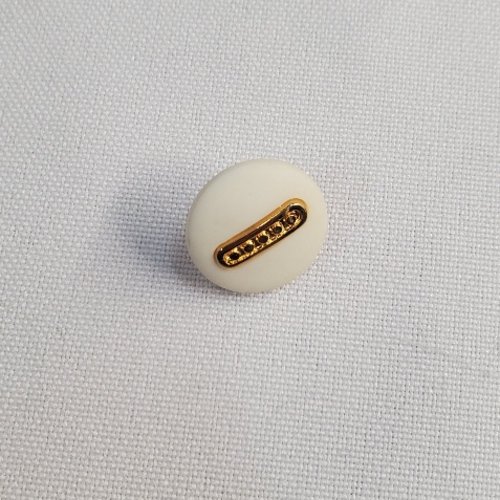 Bouton acrylique ivoire & barrette dorée - 15 mm