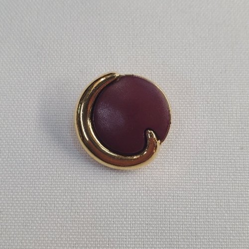 Bouton acrylique bordeaux & croissant doré - 23 mm