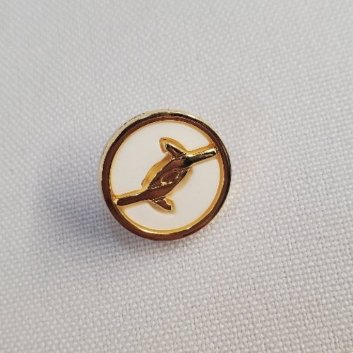 Bouton bijou acrylique blanc & or - 15 mm