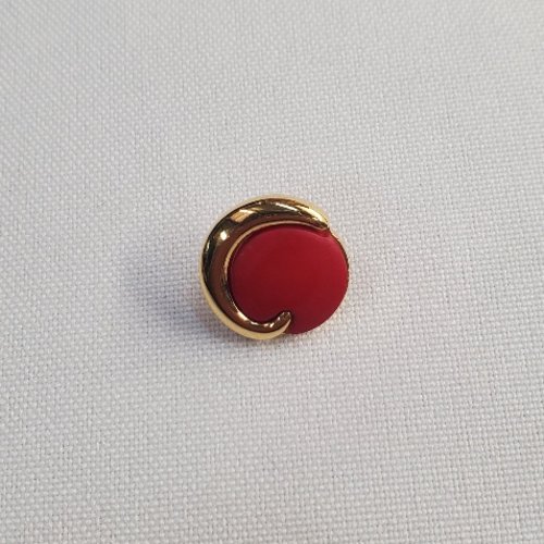 Bouton bijou "éclipse dorée" - rouge & or - 15 mm