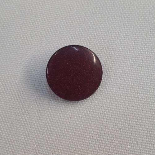 Bouton acrylique rond à queue - bordeaux scintillant - 15 mm