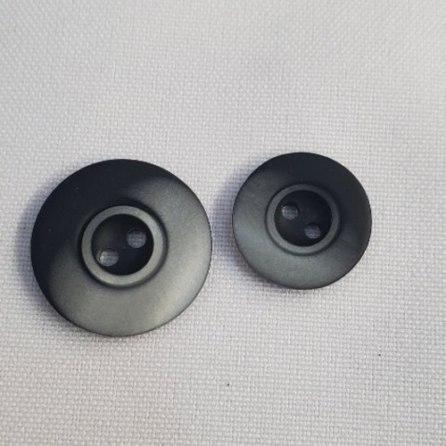 Bouton acrylique "cuvette" - noir & gris - 2 tailles