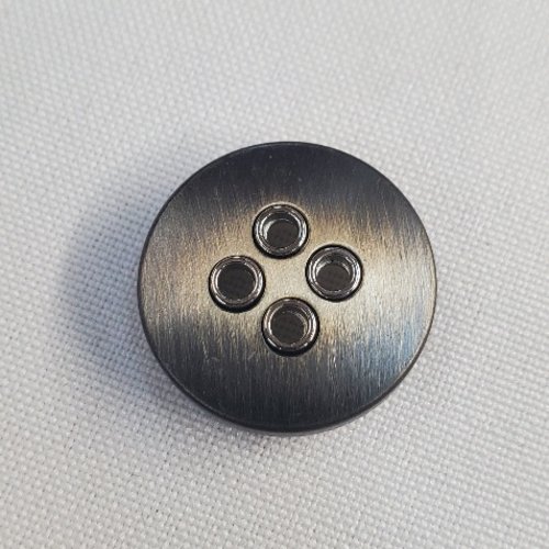 Bouton mixte acrylique & métal - anthracite brossé - 23 mm