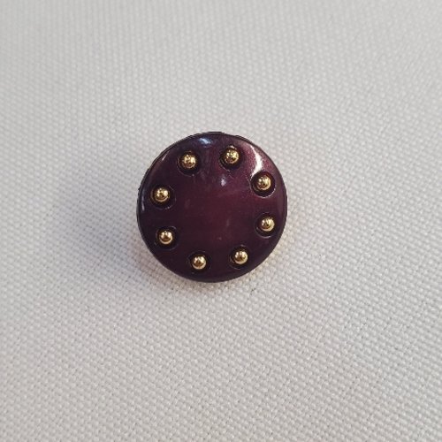 Bouton mixte "constellation" - bordeaux & or - 15 mm