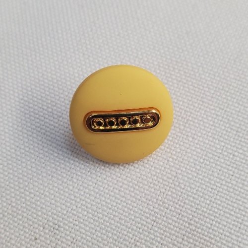 Bouton mixte "barrette" - jaune & or - 15 mm