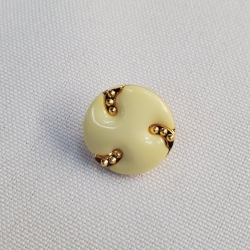 Bouton mixte "trèfle" - jaune paille & or - 15 mm