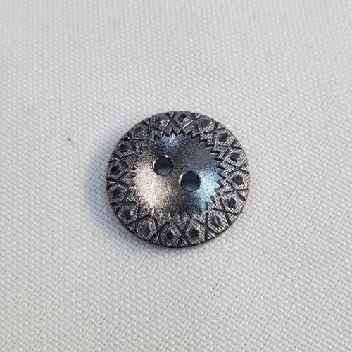 Bouton métal "aztec" - gris anthracite - 19 mm