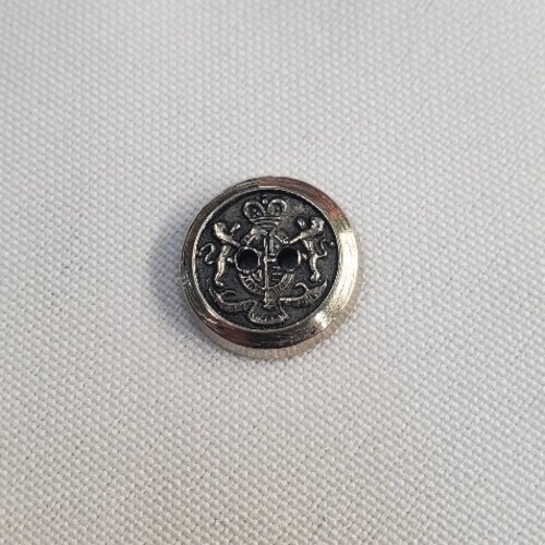 Bouton métal "blason" - argent vieilli - 15 mm